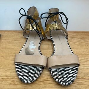 Loeffler Randall Metallic Lace Up Sandals